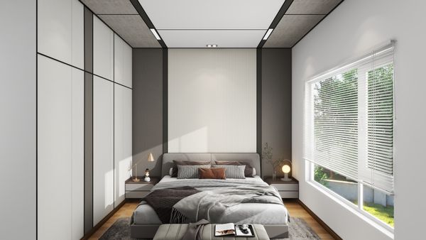 A serene retreat anchored by a textured headboard wall and soft lighting — creating a calming oasis in your modern condo. Eco-friendly materials ensure lasting beauty.