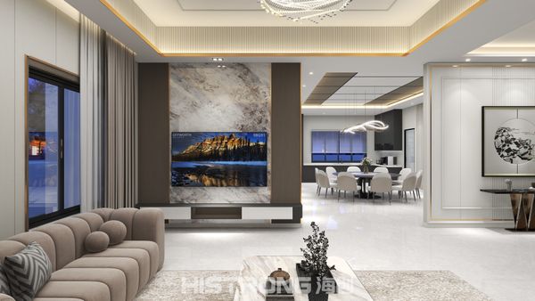 Luxurious grey tones and smooth marble-look panels create a serene ambiance, perfect for unwinding at home. A space where elegance meets eco-friendly design.