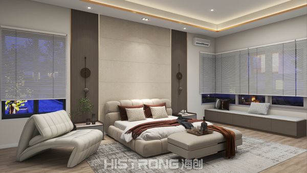 A serene retreat with soft textures and eco-friendly design elements, inviting restful nights and rejuvenating mornings. Transform your urban sanctuary with HISTRONG solutions.